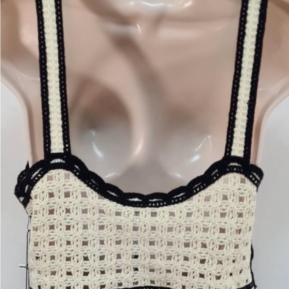 Jason Wu Black and cream Crochet Crop Top - Picture 2 of 8